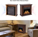 Classic Wooden  Brown Heater Insert Electric Fireplace Indoor