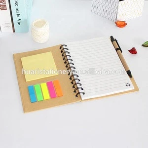 classmate printing sprial paper notebook and sticky notes with pen