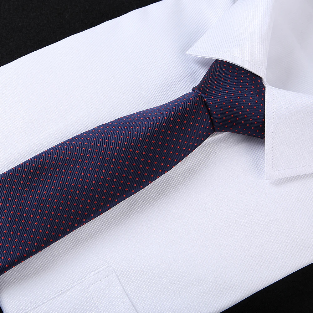 Classy 100% Silk Blue Skinny Design Neck Ties 6.5CM Polka Dot Slim Gravatas for Men Italian