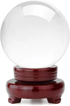 Clear Quartz Crystal Ball with Wooden Stand