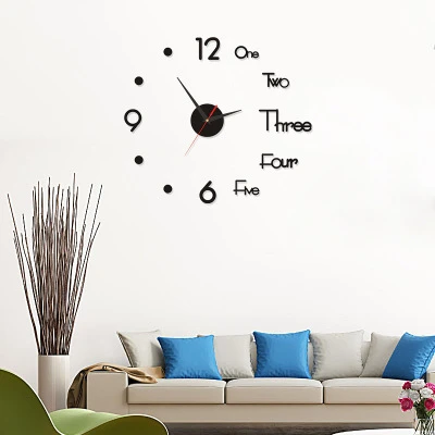 Clock 3D DIY Wall Clock Large Living Room Acrylic Mirror clock Wall 3d Watch