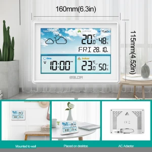 Color Display Digital Photo Frame Design Indoor Outdoor Humidity Temperature Monitor Home Weather Forecaster Station