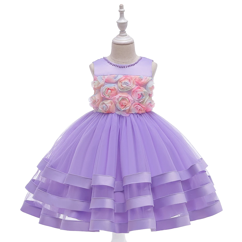 Comfortable Cotton Princess Dress   Baby Girls Floral Gress Lace Party Wear Frocks Dress L5196