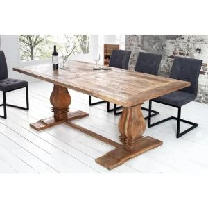 Contemporary Rustic Solid Mango Wood Dining Table
