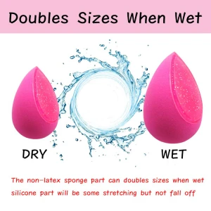 Cosmetic Manufacturer Transparent Washable 2 in 1 Water Drop Shape Silicone Makeup Sponge