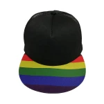 Custom colorful rainbow black unisex children adult plain flat brim top mesh baseball cap trucker hat