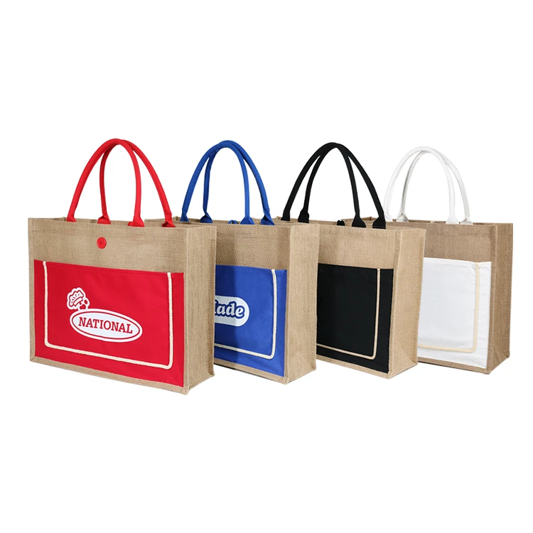 Custom Eco Friendly Reusable Tote Shopping Bag / Custom Jute Bags With Logo