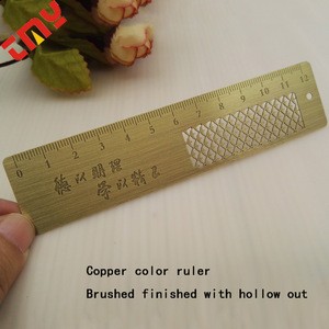 Custom Flexible Laser Brass Stainless Steel Metal Ruler,Promotional Metal Ruler Small Patchwork Aluminum Scale With Holes 15CM