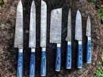 Custom Handmade Damascus steel kitchen Knife set 7 piece