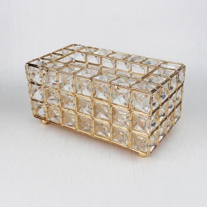 Custom home decoration crafts European style light luxury household crystal tissue box
