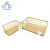 Custom home wire storage basket, Stackable 2pc Rectangle Metal Wire and Wood Basket Set