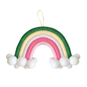custom INS popular creative hand made woven colourful baby hanger  macrame cloudy rainbow  wall hanging
