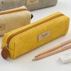 custom Large Capacity Eco-friendly portable School Student Pouch Canvas Fabric Pen Pencil Bag with Zipper Closure