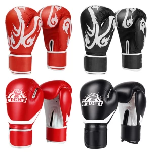 Custom Logo Design Synthetic PU Leather Real Cowhide Leather Professional Sparring Train MMA Boxing Gloves for Men Women Kids