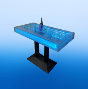Custom made lounge acrylic led bar table with water bubbles wall effect