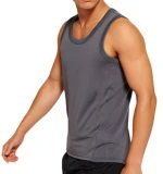 Custom mens gym wear blank grey absorbing running crossfit tank tops singlets