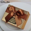 custom shiny gold wedding candy packing box gift box with flower attached
