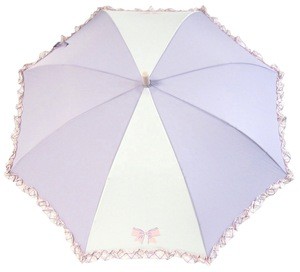 Cute hem check pattern ruffle big ribbon pattern for kids with lightweight and durable fiberglass bone umbrella