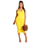 d97118  casual vest dress womens fashion clothes stretchy solid color slip long dress 2021 summer wear