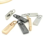 Decorative Garment Zinc Alloy Custom Logo Metal Pull Zipper Slider For Bags