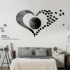 Decorative Jordan Arabic Europe 3D Acrylic Heart Sticker Bedroom Quartz Movement Wall Clock