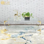 Design living room furniture rectangle clear acrylic Jacques coffee glass table