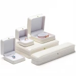 DIGU Wholesale Custom Luxury Leather fashion beige jewelry storage boxes ring pendant pearl necklace jewelry gift box