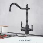 DOGO Classic European Style Purified 3 Way Tri-flow Kitchen Faucet Matt Black Drinking Water Mixer Tap 3-in-1 Taps