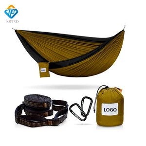 double Portable lightweight Parachute Nylon Fabric Camping Hammock with tree straps SS carabibers and adjustable Cinch Buckle