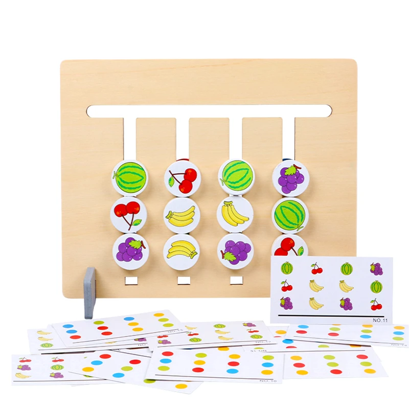 Double-sided Color and Fruit Pairing Game Children Wooden Toys Logical Reasoning Training Kids Educational Toys Montessori