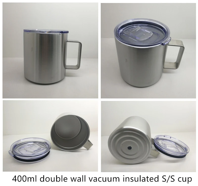 Double wall Stainless Steel Vacuum Cup With S/S handle 400ml