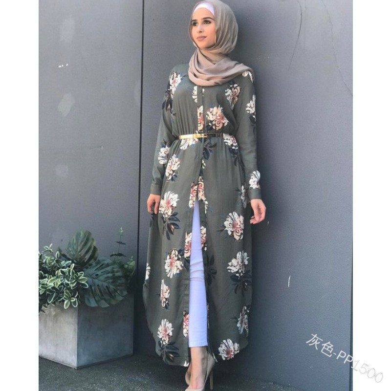 Dubai islamic clothing floral kimono muslim dress open abaya