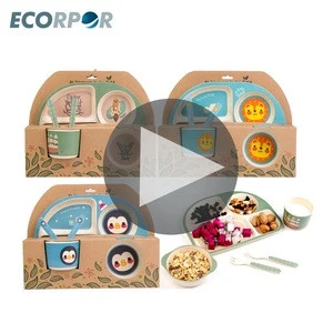 Eco Bamboo Fiber Kids Tableware Dinner Cutlery Set Bamboo Dinnerware