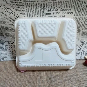 Eco-friendly corn starch disposable 4 compartment food tray with lid