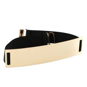 Elastic Mirror Metal Waist Belts Belt Metallic Bling Gold Plate Wide fashion Band Ladies Fashion Belt