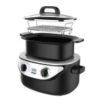 Electric multi cooker Air Fryer Oven Steam Steel 8 In 1 Black Metal Power Time Adjustable Timer GS cETLus Rohs Color Feature