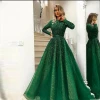 ELPR0000798 2020 green evening dress sequin sheer layer ball gown evening dress women
