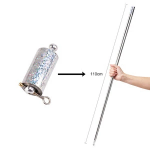 Extendable Self Defense Stick, Stretchable Magic Trick Prop Metal High Elasticity Steel Silver Appearing Cane Magic Toy 110CM
