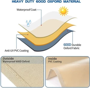 Factory Direct Sales Beige Rectangle Oxford Bbq Waterproof Cover with Uv Resistant