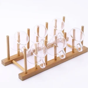 Factory hot selling Plate Rack Stand Pot Lid Holder Cabinet Dish Organizer Rack Bamboo Dish Drying Rack