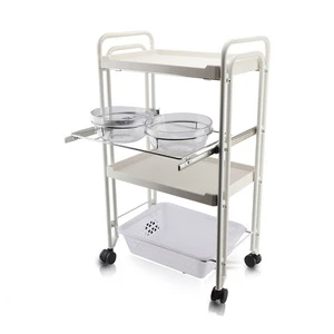 factory price cabinet salon beauty rolling trolley cosmetology tray with bowl