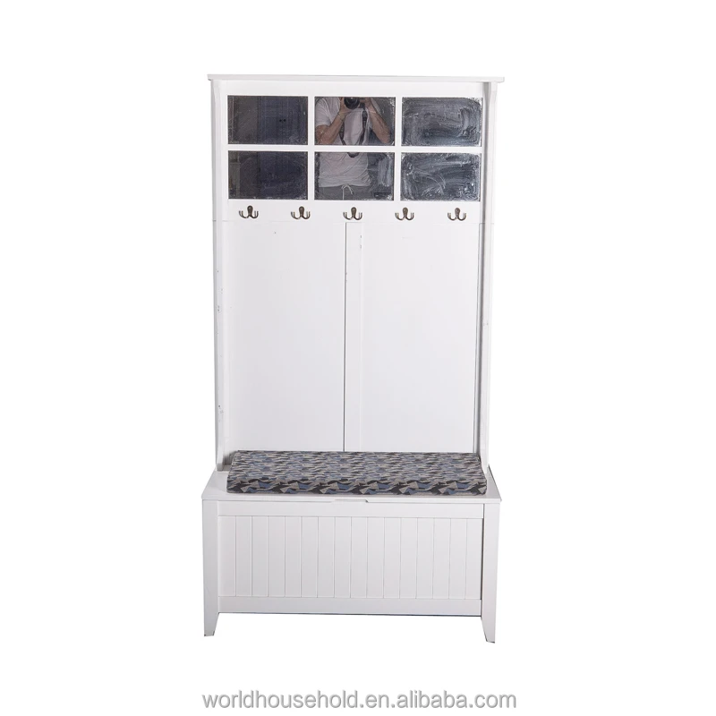 Factory Supply Mirror Shoe Cabinet With Mirror And Clothes Hook