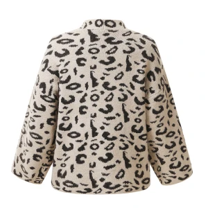Factory Supplying Ladies Fashion Leopard Print Short style knit Cardigan Sweater Coat