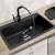 Farmhouse Single Bowl Undermount Artificial Composite Quartz Stone Kitchen Black Granite Sink