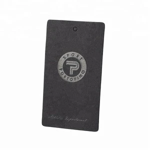 Fashion apparel accessory brand custom design logo black cardboard paper uv foil printed garment hang tags, hangtag for clothing