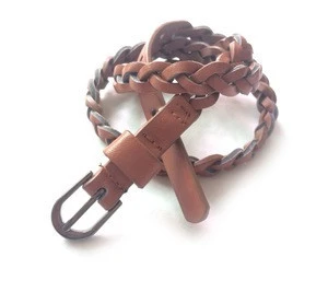 fashion knitted belt khaki belt factory price pu braided belt for wholesale