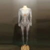 fashion luxury Dew chest see-through bodysuit desire  women sexy jumpsuits lady sexy one-pieces hot dancing party apparel
