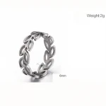 Fashion Simple Finger Ring Hollow Leaf Shape Ring 18K Gold Stainless Steel Ring