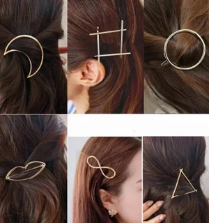 Fashion Woman Hair Accessories Triangle Hair Clip Pin Metal Geometric Alloy Hairband Moon Circle Hairgrip