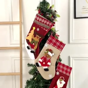 Festive factory customized design hanging xmas tree ornament socks gift decoration supplies santa claus Christmas stocking